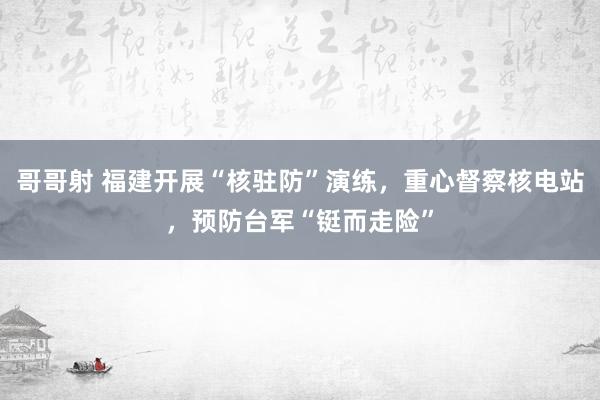 哥哥射 福建开展“核驻防”演练，重心督察核电站，预防台军“铤而走险”